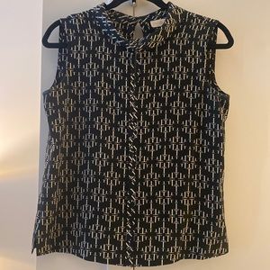 Tory Burch T Print Silk Sleeveless Top